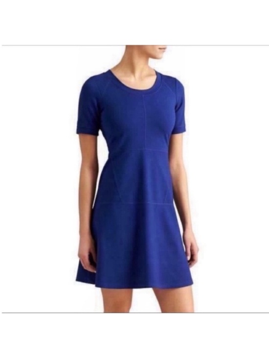 Athleta Dresses & Skirts - Athleta En Route dress blue ponte fit and flare zipper back